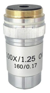 Объектив ахроматический 100x/1,25МИ 160/0,17 подпружиненный для микроскопов Биомед 3, 4, 5