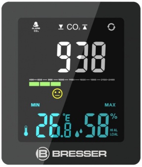 Гигрометр Bresser Air Quality Smile с датчиком CO2, черный